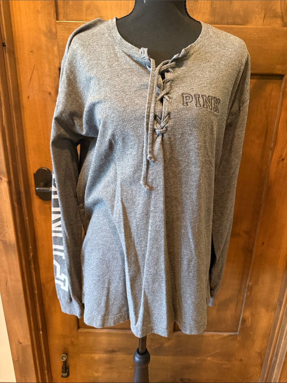 PINK Victoria's Secret Heather Gray Logo Tee